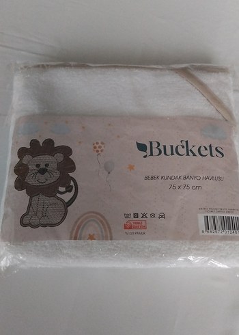 Beyaz Bebek Kundak banyo havlusu 75X75 - Görsel 3