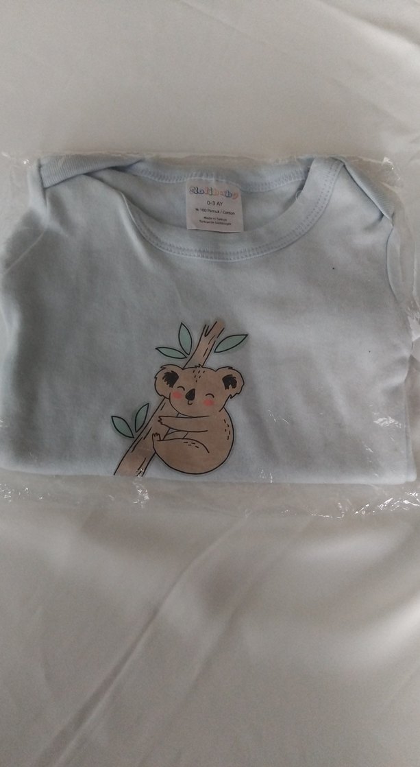 Mavi Kısa Kollu Pamuk Bebek Body 0-3 Ay - Görsel 2