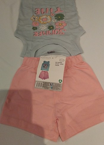 9-12 Ay Kız Bebek Atlet Şort Takım - Görsel 2