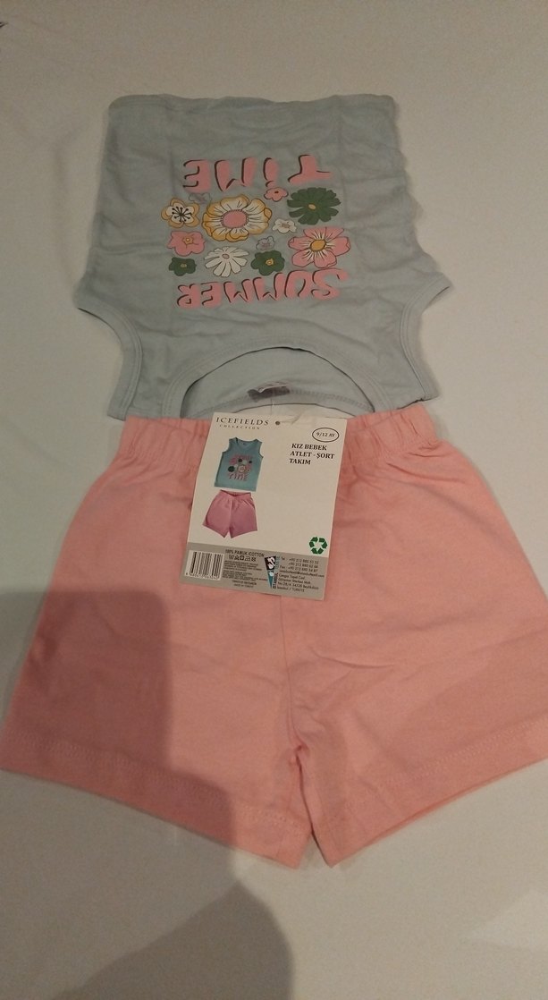 9-12 Ay Kız Bebek Atlet Şort Takım - Görsel 2