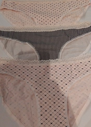 Bej ve Siyah Desenli Dantelli Bikini M Beden 3'lü - Görsel 2