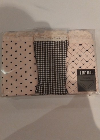 Bej ve Siyah Desenli Dantelli Bikini M Beden 3'lü - Görsel 3