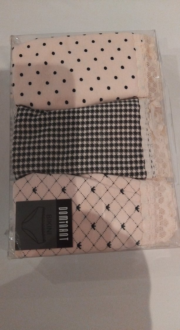 Bej ve Siyah Desenli Dantelli Bikini M Beden 3'lü - Görsel 4