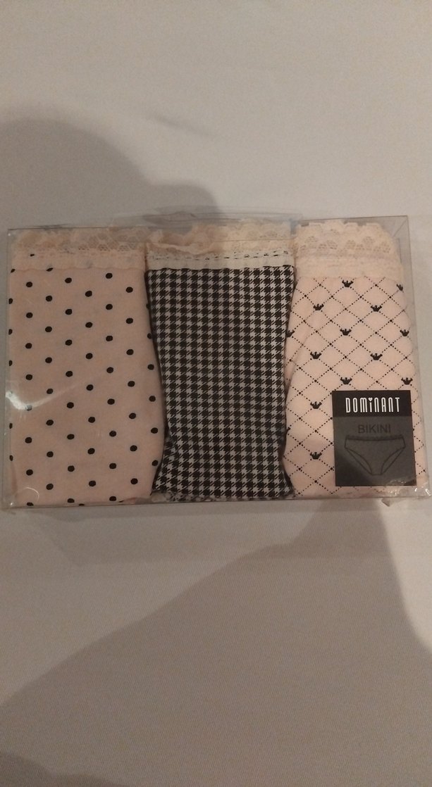 Bej ve Siyah Desenli Dantelli Bikini M Beden 3'lü - Görsel 3