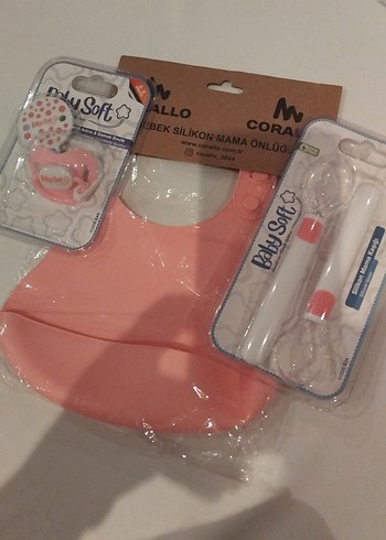 Silikon Bebek Önlük Askılı Emzik Kaşık - Görsel 2