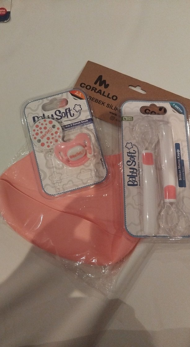 Silikon Bebek Önlük Askılı Emzik Kaşık - Görsel 3