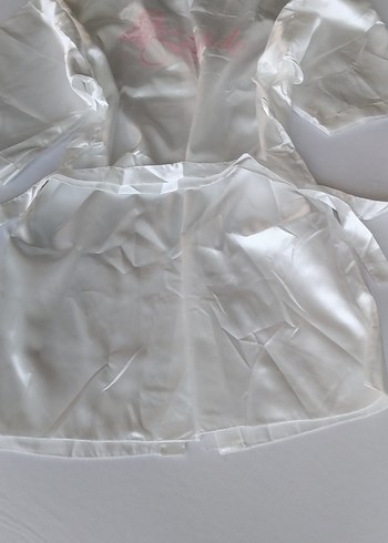 Baskılı Beyaz Mini Kadın Sabahlık - Görsel 2