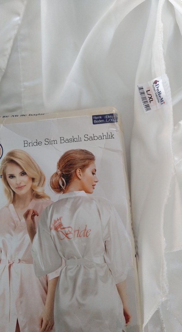 Baskılı Beyaz Mini Kadın Sabahlık - Görsel 5