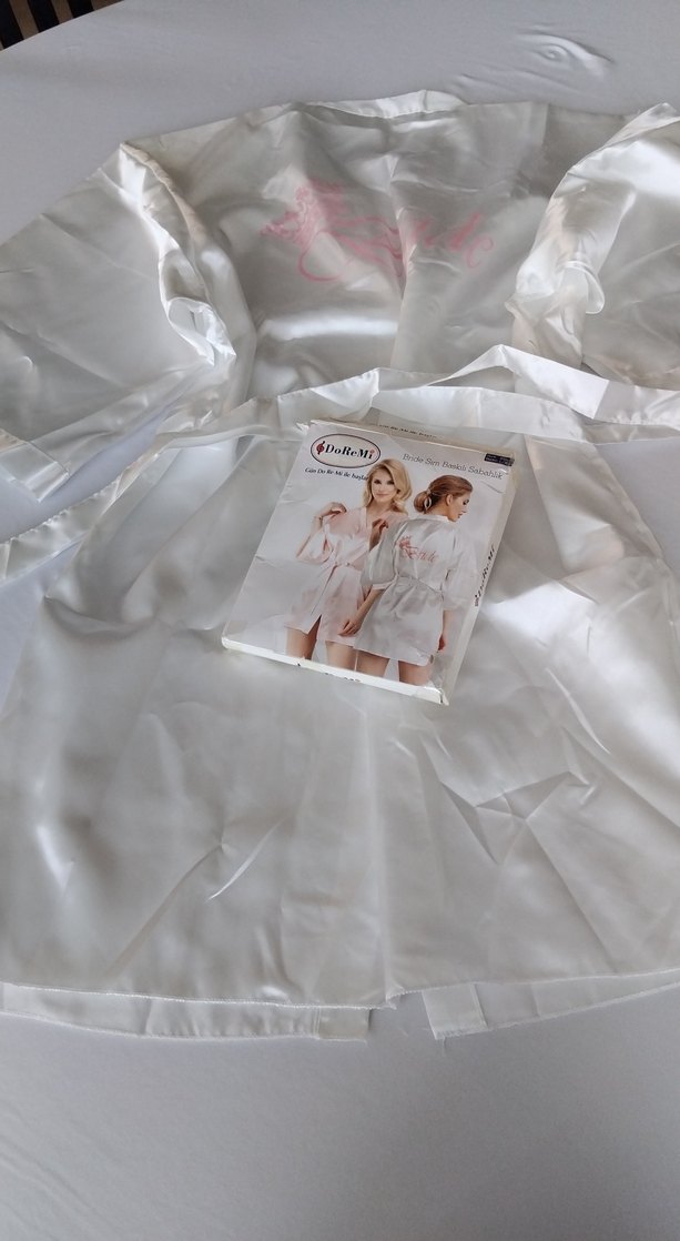 Baskılı Beyaz Mini Kadın Sabahlık - Görsel 3