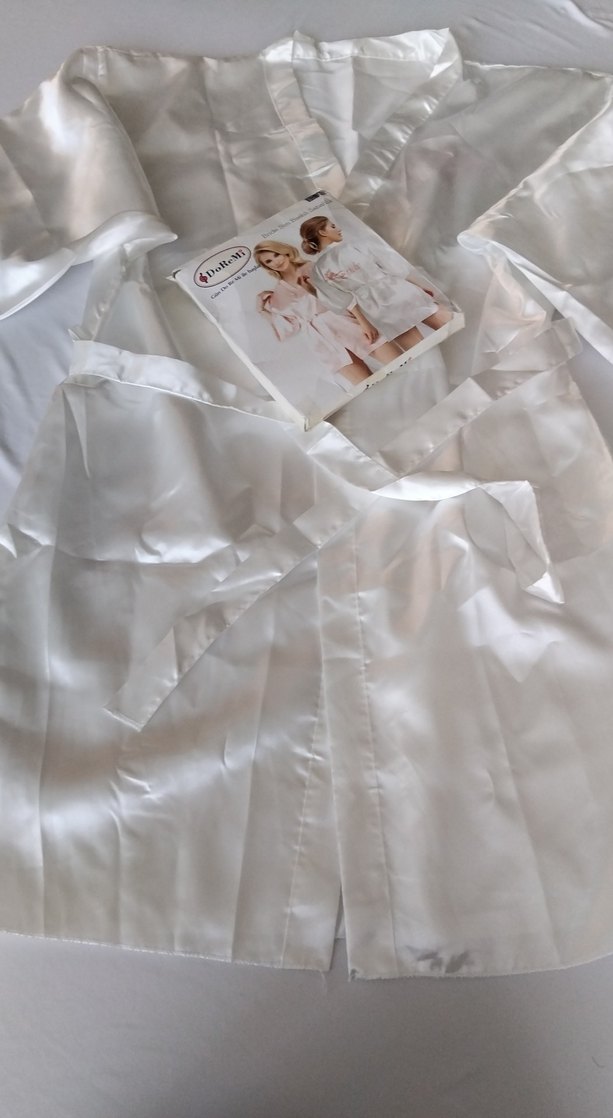 Baskılı Beyaz Mini Kadın Sabahlık - Görsel 4