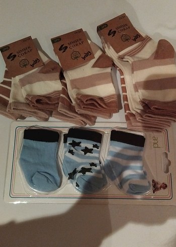 Hediyelik Bebe Kahverengi Organik Çorap Seti - Görsel 2