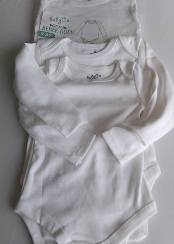Uzun Kollu Beyaz Bebek Body 3-6-9 Ay 3 Boy - Görsel 3