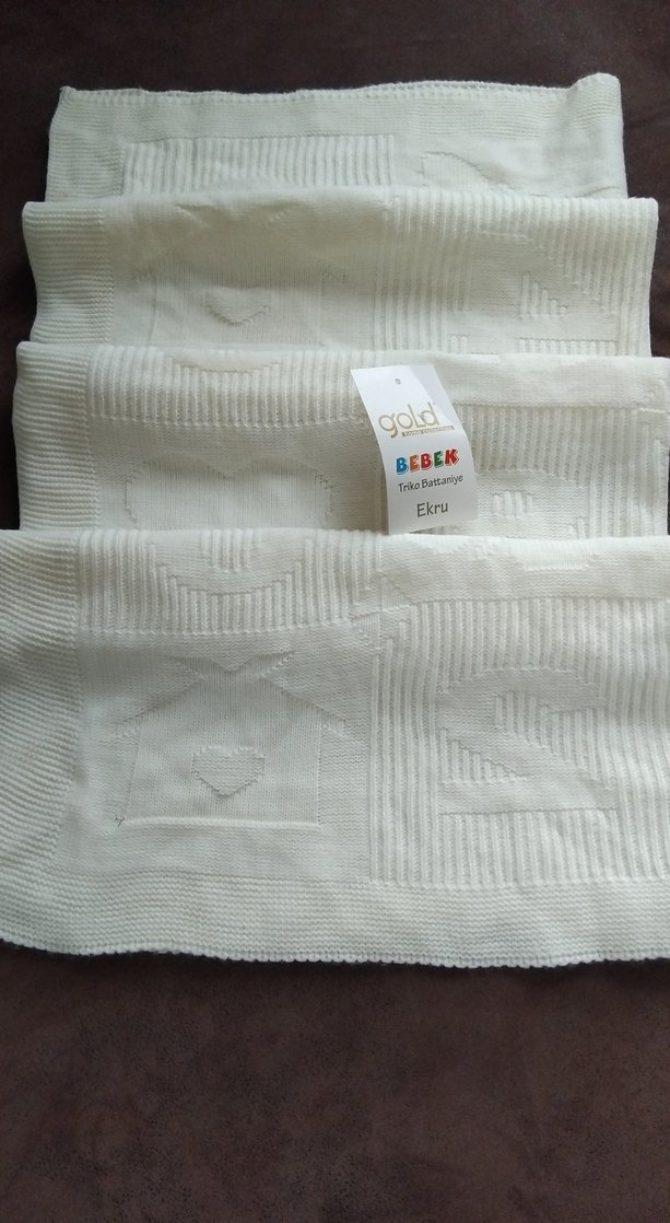 Ekru Bebek Örgü Battaniye - Görsel 3