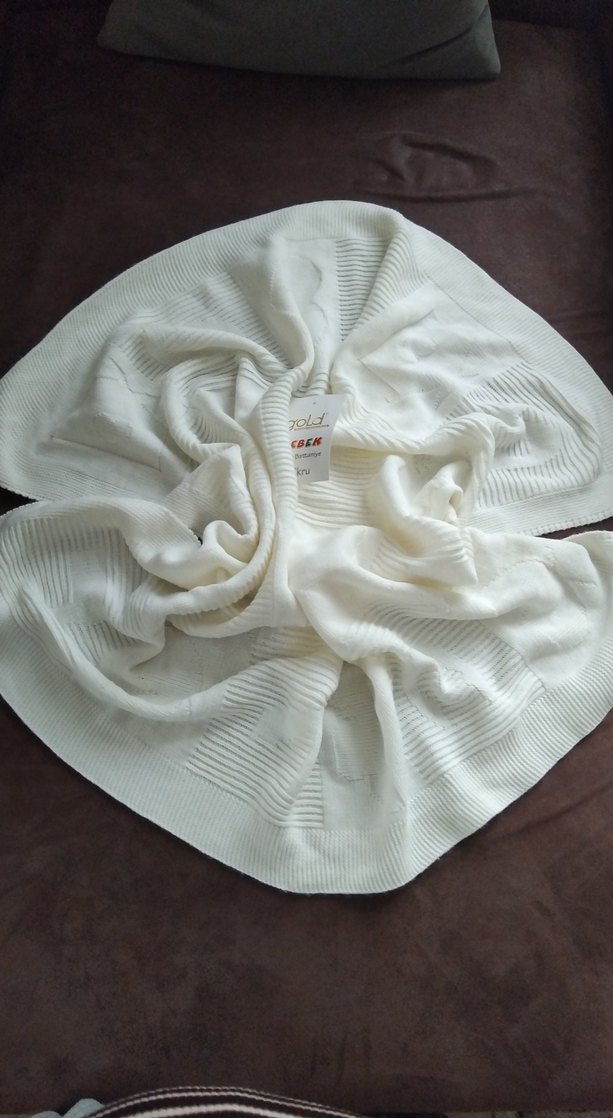 Ekru Bebek Örgü Battaniye - Görsel 2