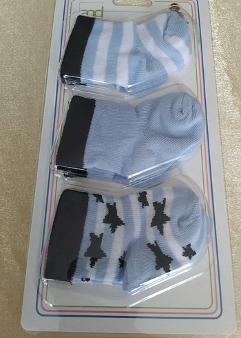 Erkek Bebek 3'lü Mavi Çorap Seti - Görsel 2