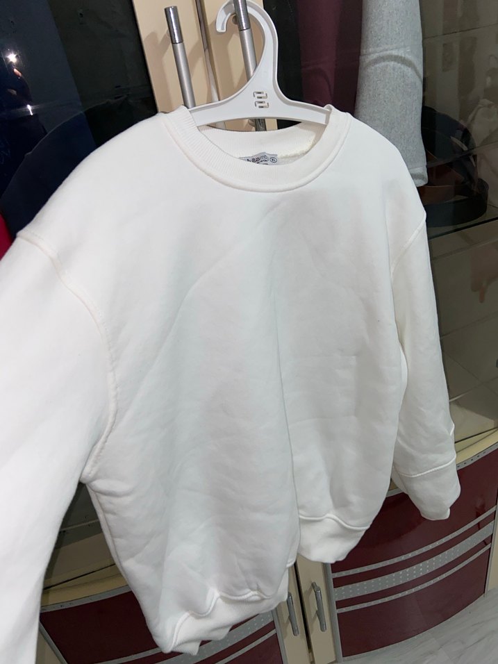 Beyaz Kadın Sweatshirt Uzun Kollu Rahat Kesim - Görsel 2