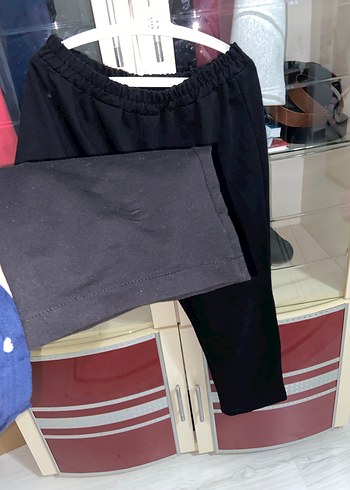 Siyah Kadın Midi Esnek Kumaş Pantolon - Görsel 3