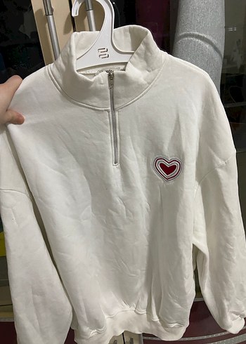 Kadın Beyaz Fermuarlı Sweatshirt - Görsel 2