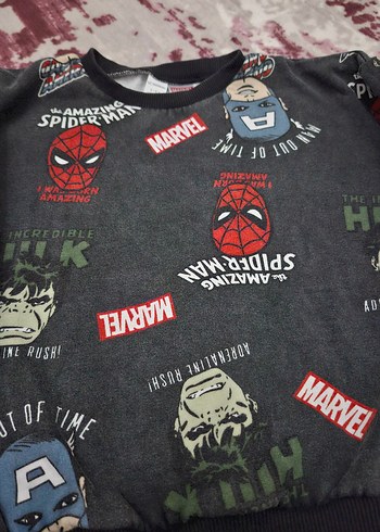 Marvel Baskılı Gri Erkek Çocuk Sweatshirt - Görsel 2