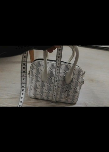 Gri Baskılı Beyaz Kadın Çanta - Görsel 10