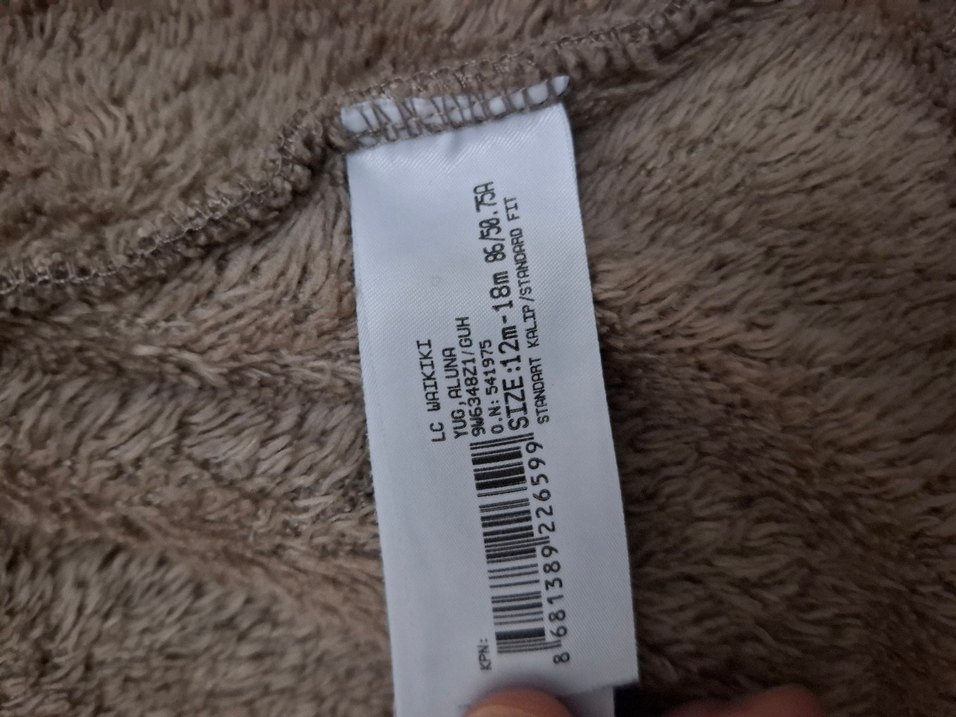 erkek bebek  Kahverengi Kapüşonlu Peluş Ceket - Görsel 5