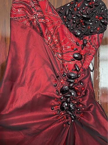 38 Beden bordo Renk Gece abiyesi