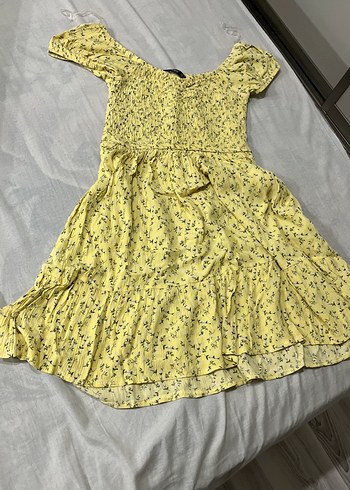 pastel sarı çiçekli elbise - Görsel 2