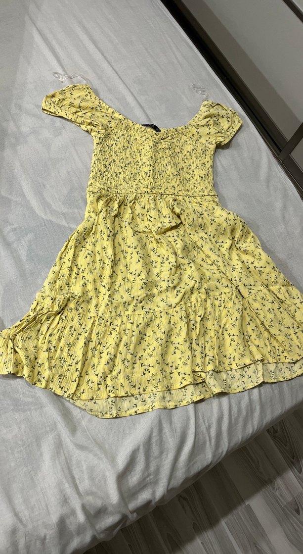 pastel sarı çiçekli elbise - Görsel 2