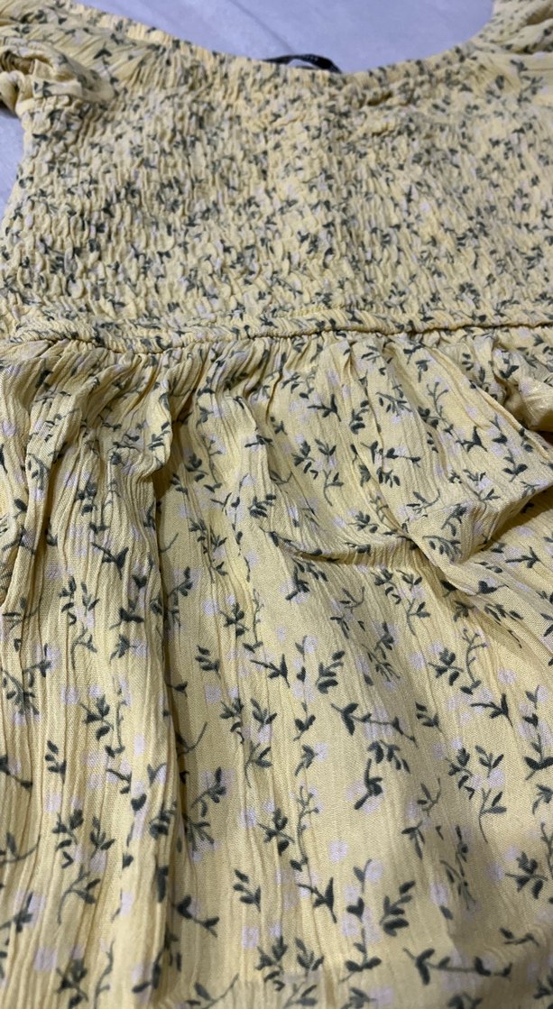 pastel sarı çiçekli elbise - Görsel 3