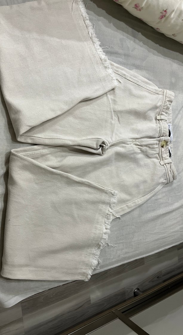 Bershka bej jean kot pantolon - Görsel 5