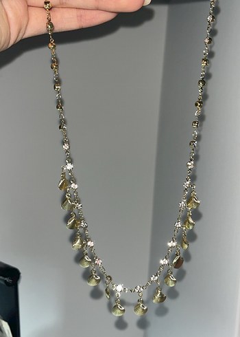 altın renk çelik kolye deniz kabuğu - Görsel 2