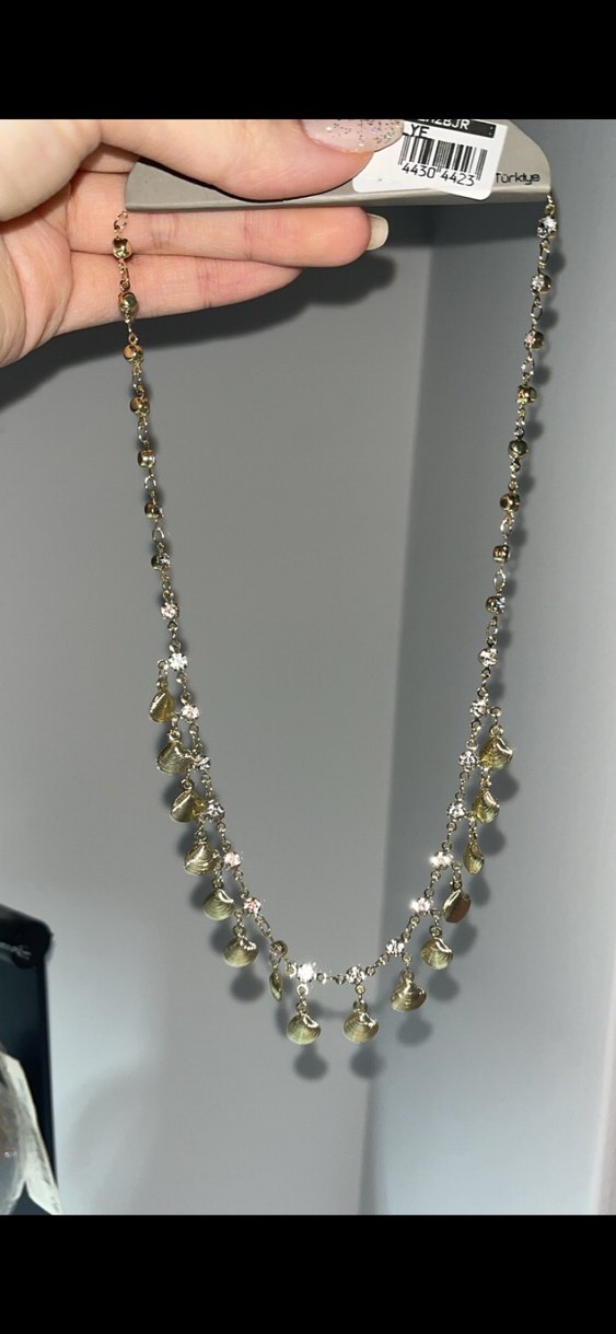 altın renk çelik kolye deniz kabuğu - Görsel 2