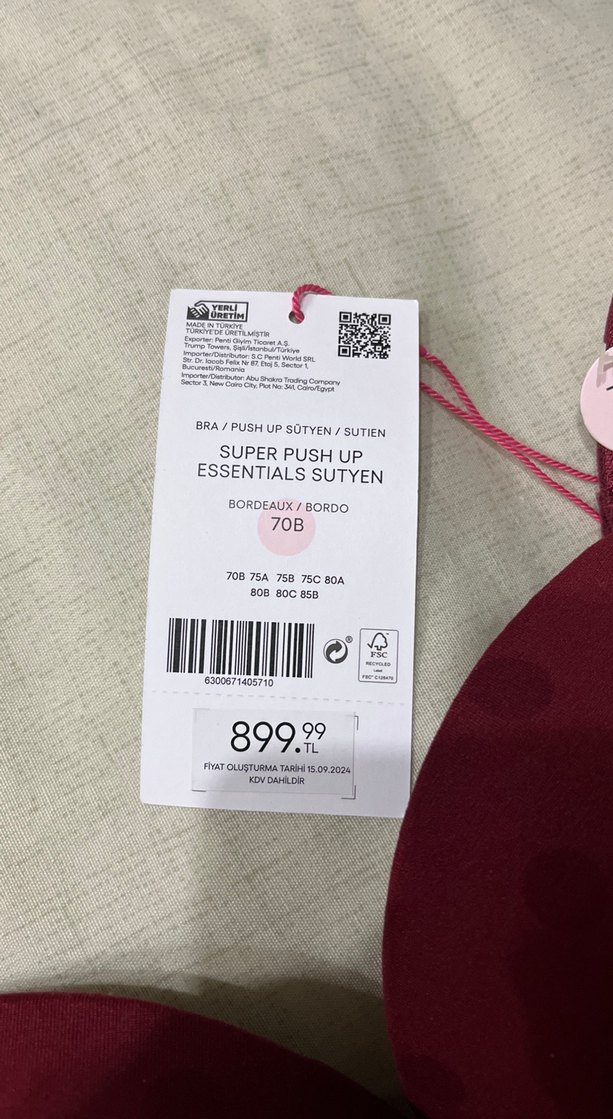 Penti bordo push up sütyen - Görsel 2