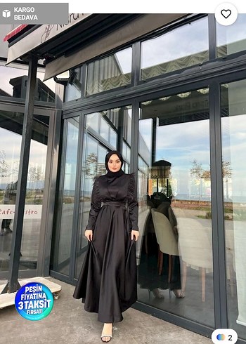 Siyah Drapeli Uzun Kol Elbise