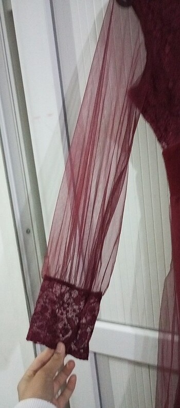 l Beden bordo Renk Abiye