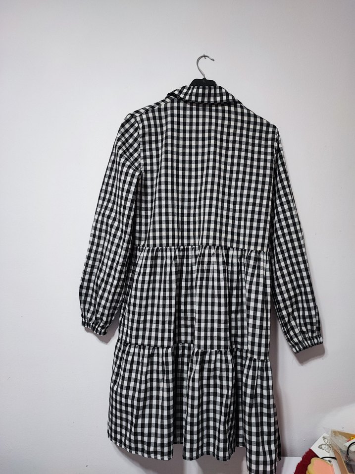 kadın kareli elbise - Görsel 3