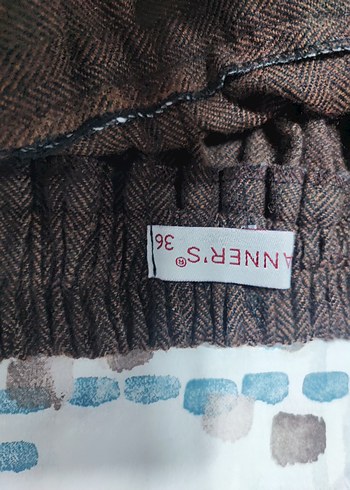 Kahverengi Midi Keten Etek - Görsel 3