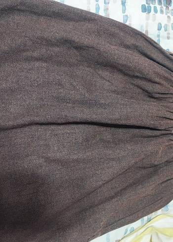 Kahverengi Midi Keten Etek - Görsel 4