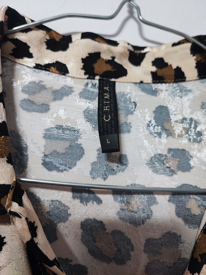 Chıma Düğmeli Leopar Desenli Kadın Gömlek - Görsel 3