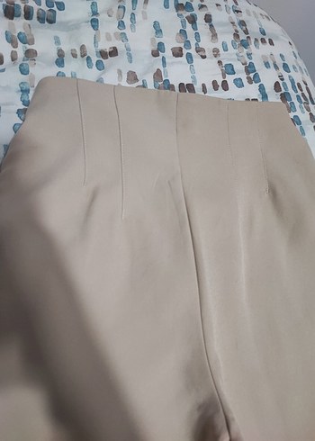 Kadın Bej Kemerli Kumaş Pantolon - Görsel 5