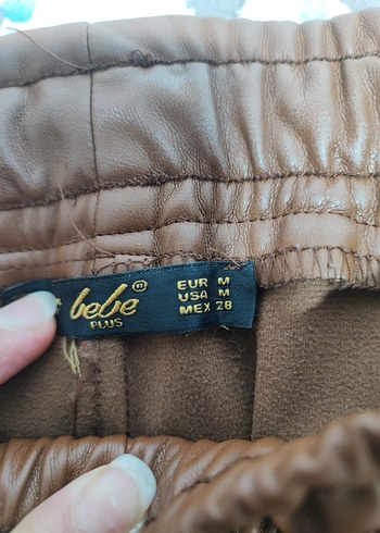 Kadın Kahverengi Deri Bol Kesim Pantolon - Görsel 3