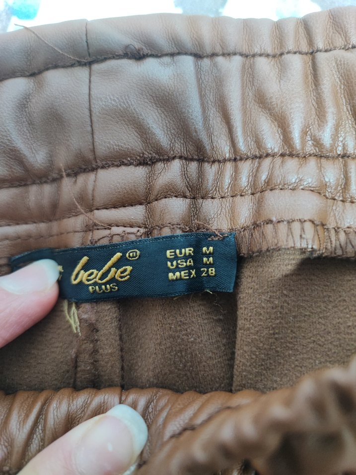 Kadın Kahverengi Deri Bol Kesim Pantolon - Görsel 3