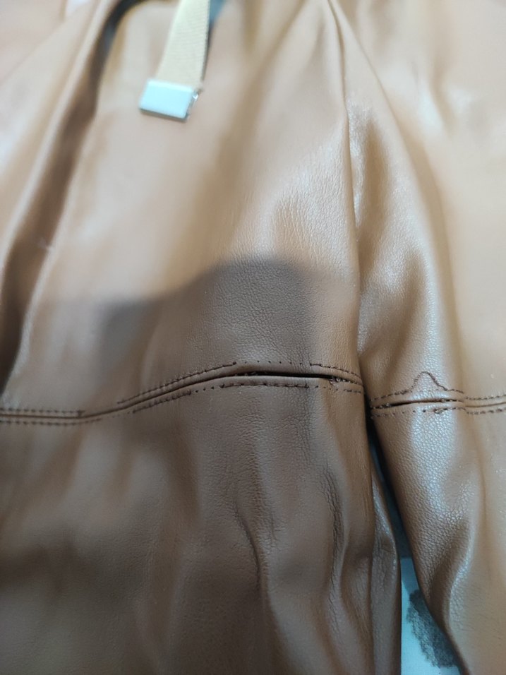 Kadın Kahverengi Deri Bol Kesim Pantolon - Görsel 4