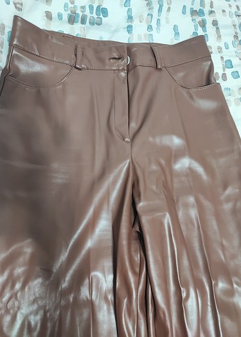 Kadın Kahverengi Deri Pantolon - Görsel 2