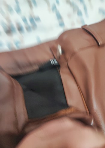 Kadın Kahverengi Deri Pantolon - Görsel 3