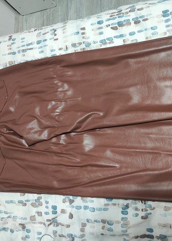 Kadın Kahverengi Deri Pantolon - Görsel 6