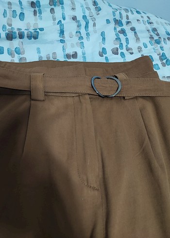 Kahverengi Kemerli Rahat Kesim Kadın Pantolon - Görsel 2