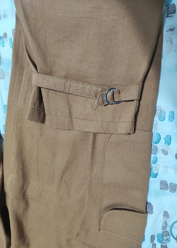 Kahverengi Kemerli Rahat Kesim Kadın Pantolon - Görsel 4