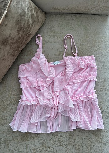 Pembe Fırfırlı Mini Büstiyer