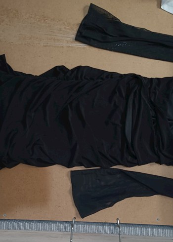 Siyah Drapeli Straplez kısa Gotik Elbise